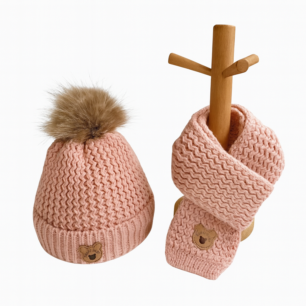 Stickad mössa & halsband