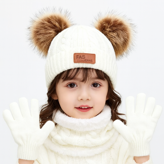 Stickat vinterset i polyester