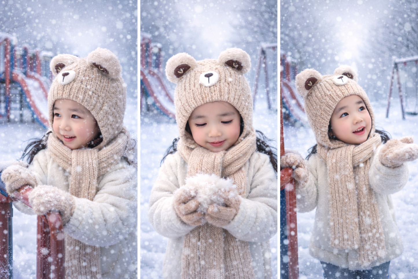 Björnmössa i mjuk stickad polyester