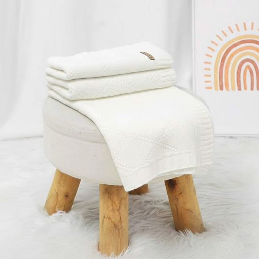 Stickad babyfilt bomull