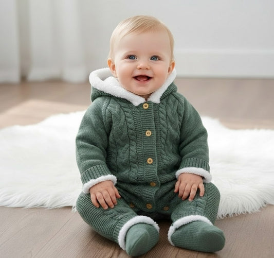 Varm Stickad Overall för Bebisar