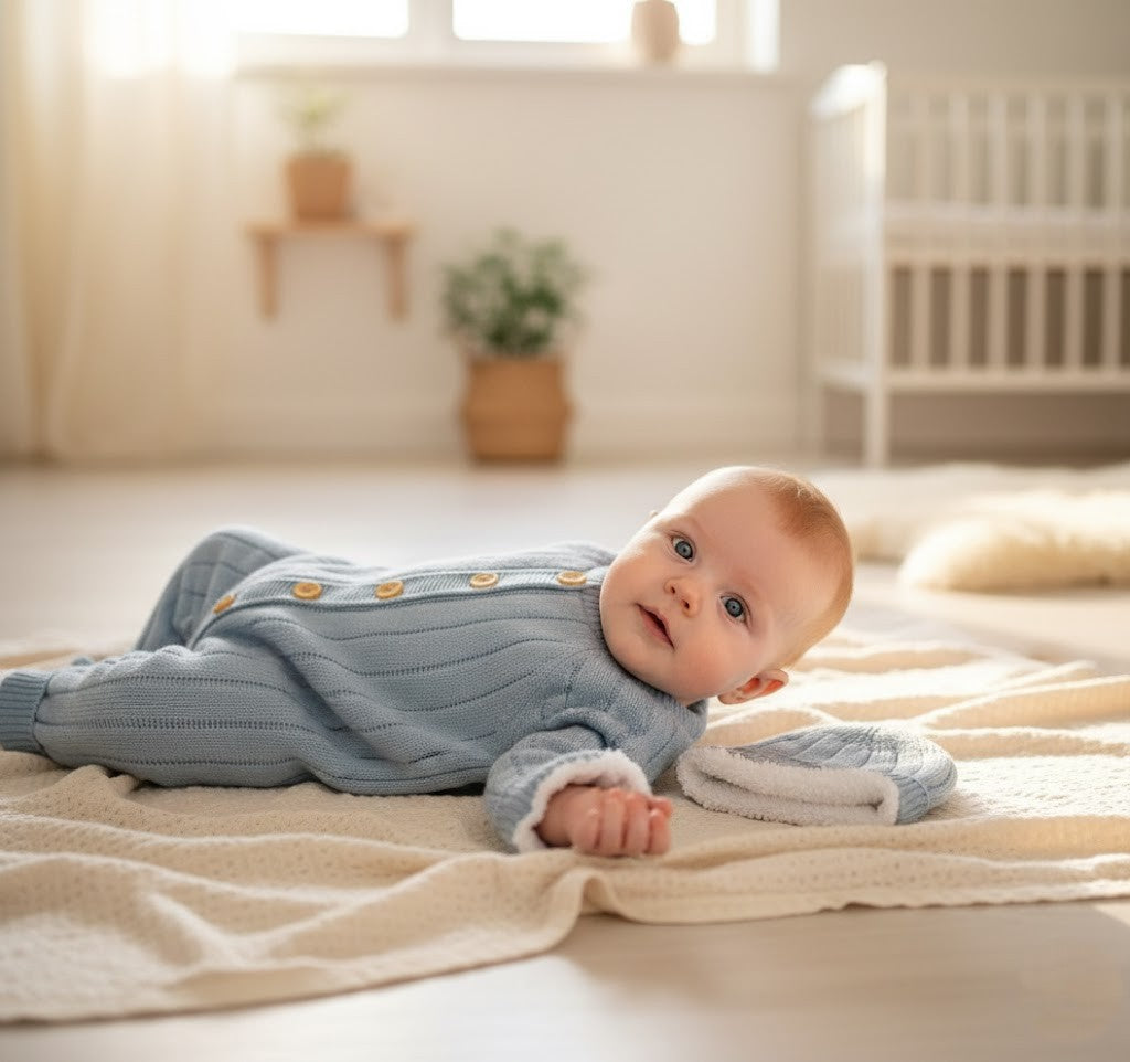 Stickad babyoverall jumpsuit