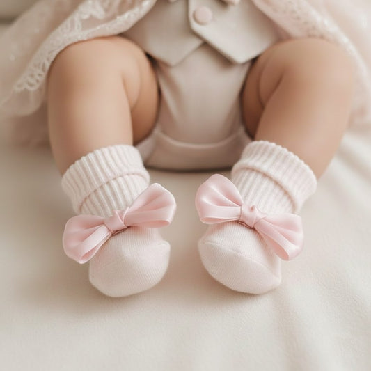 Babystrumpor med rosett