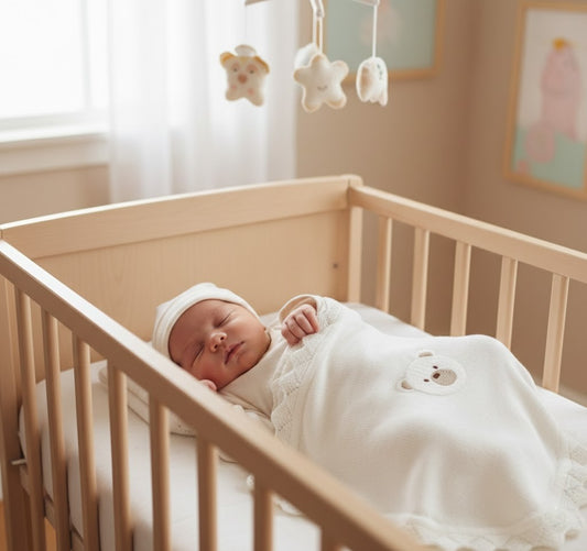 Stickad babyfilt i bomull