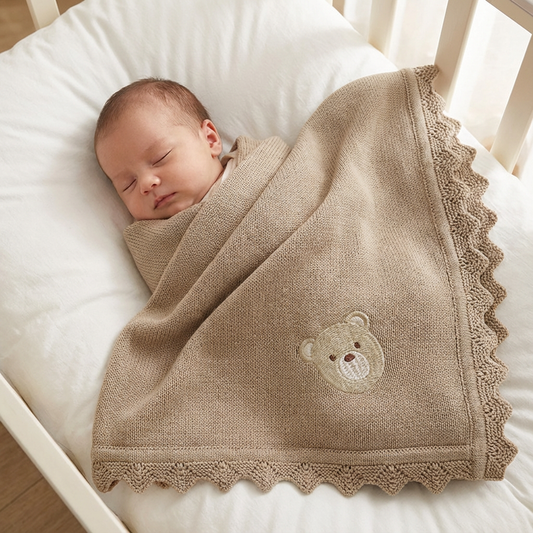 Stickad babyfilt i bomull