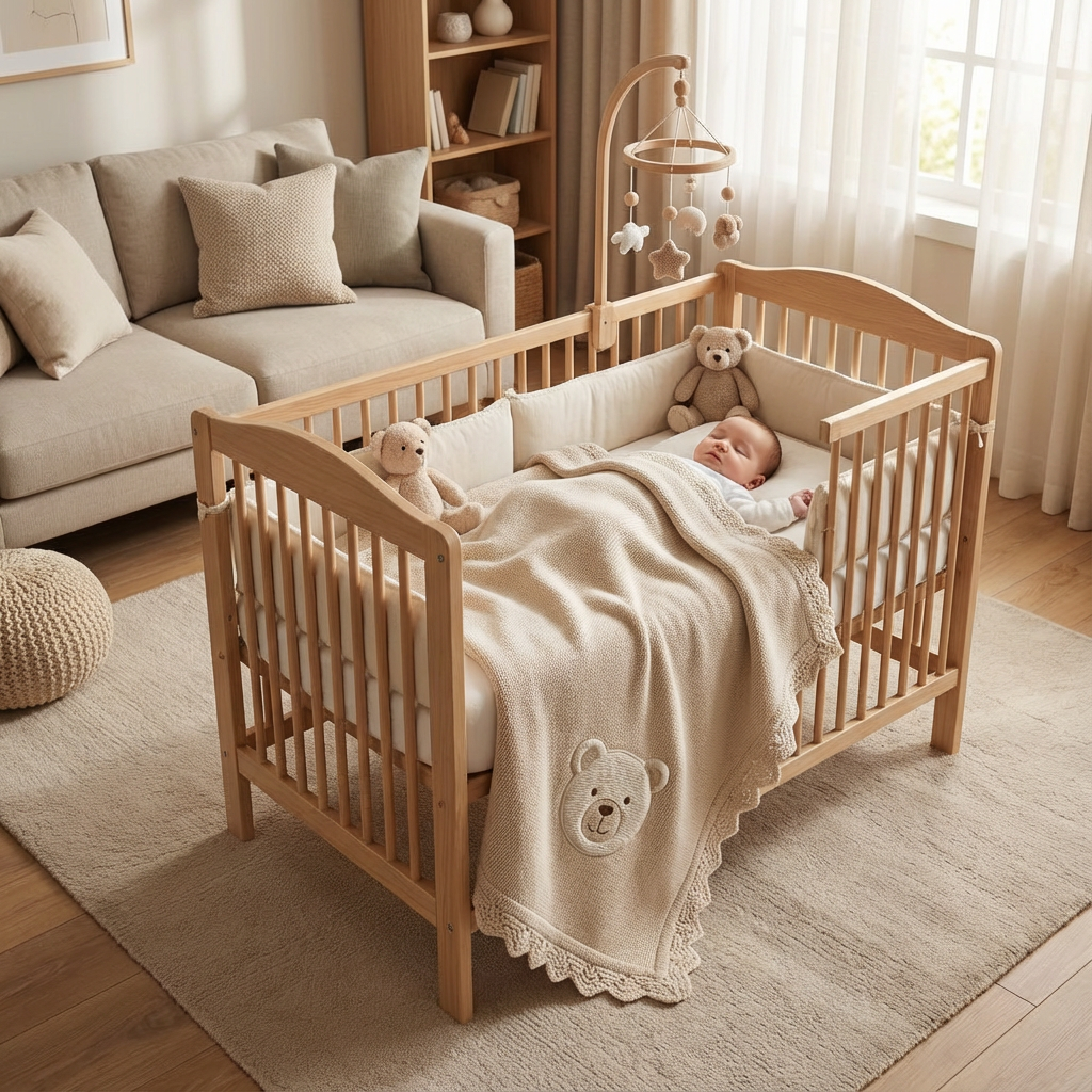 Stickad babyfilt i bomull