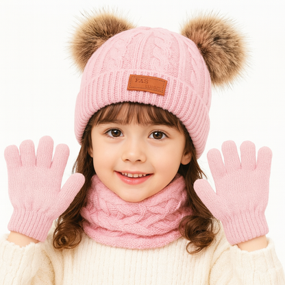 Stickat vinterset i polyester