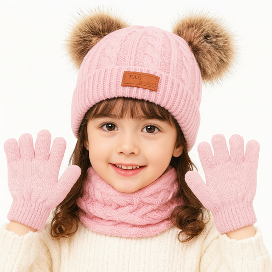 Stickat vinterset i polyester