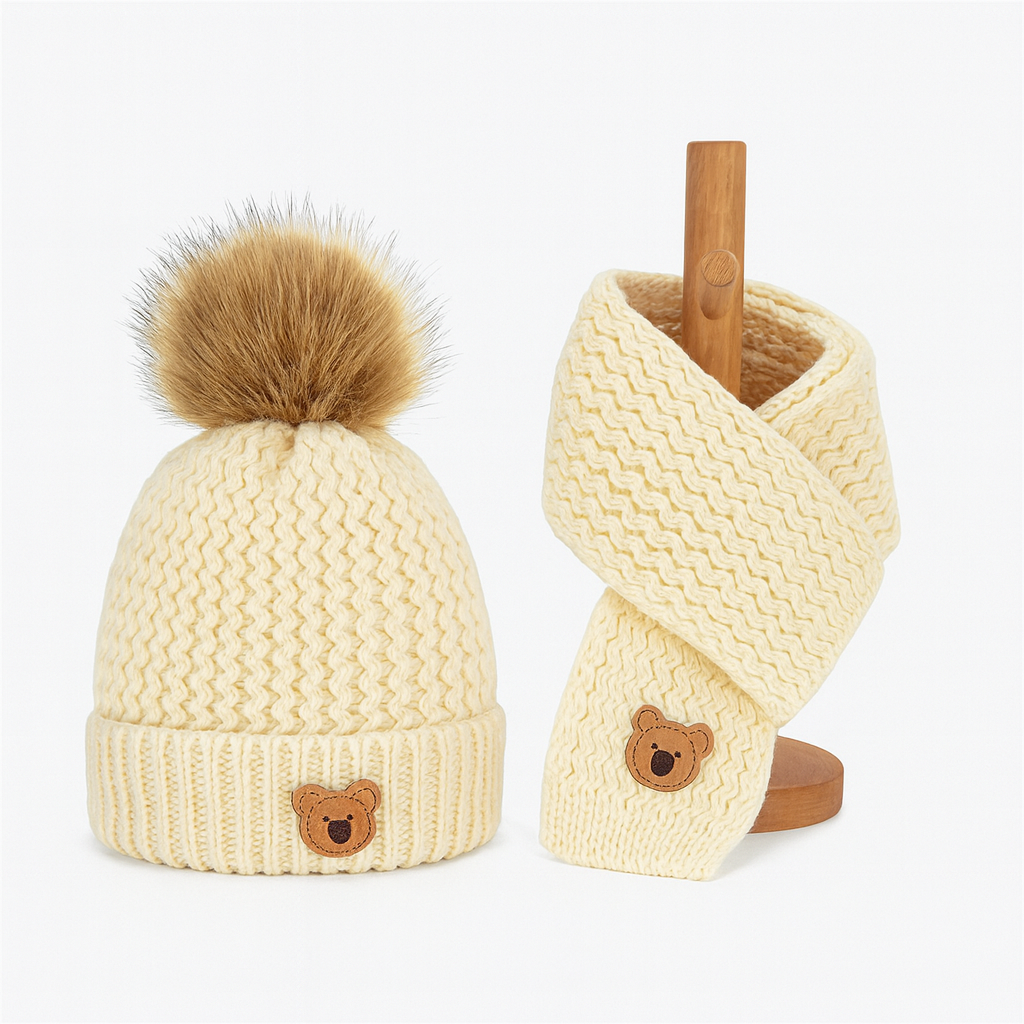 Stickad mössa & halsband