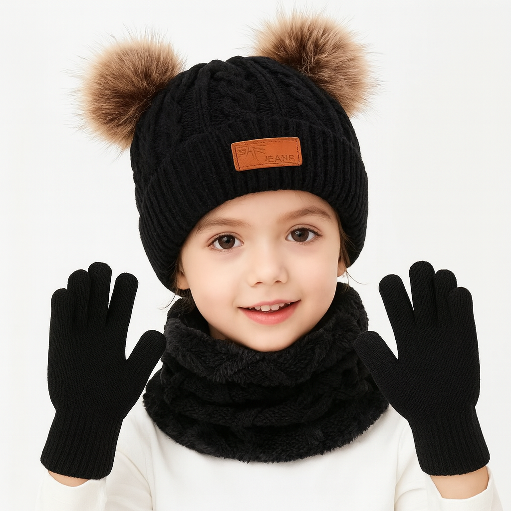 Stickat vinterset i polyester