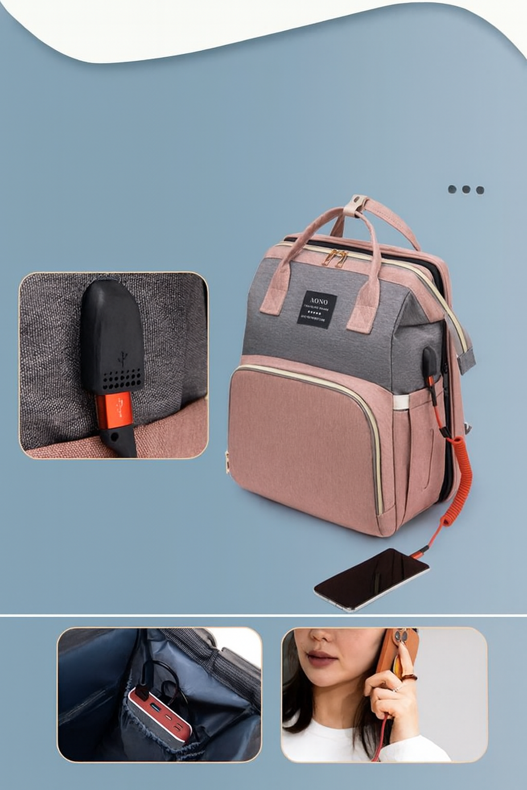 Multifunktionell blöjaväskan Ryggsäck för bebis