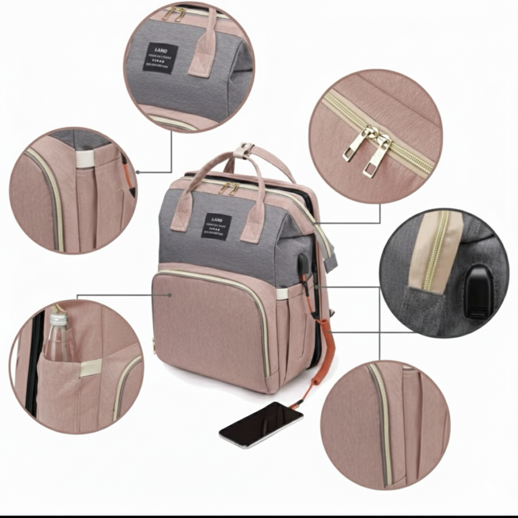Multifunktionell blöjaväskan Ryggsäck för bebis