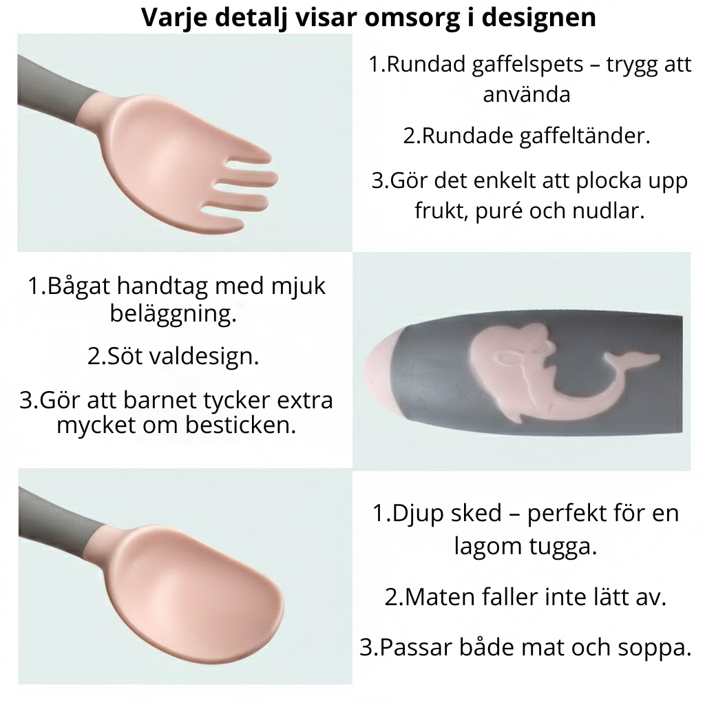 Träningssked för små barn händer