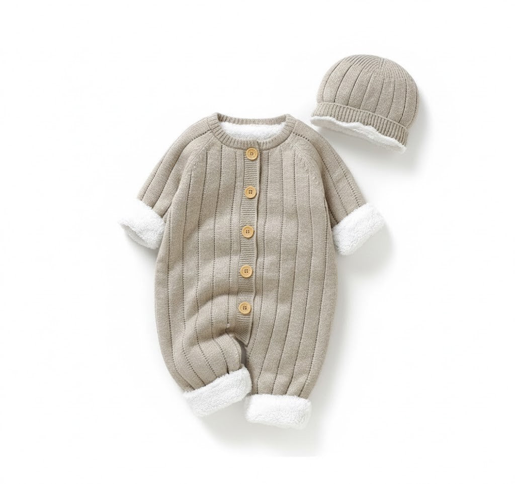 Stickad babyoverall jumpsuit