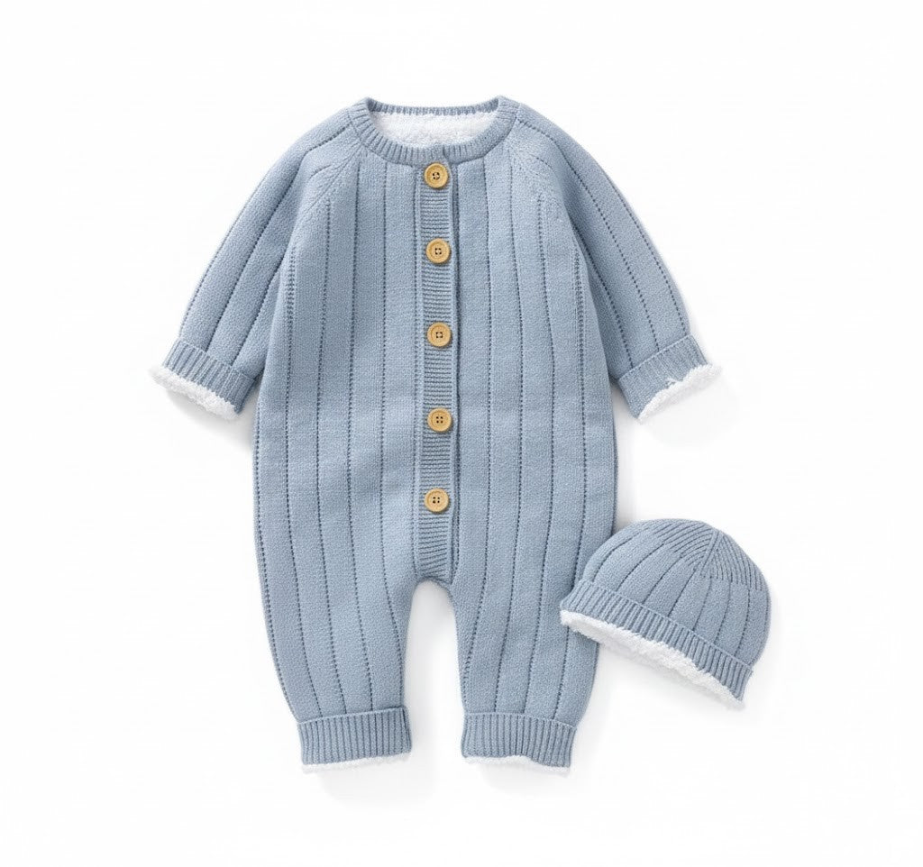 Stickad babyoverall jumpsuit