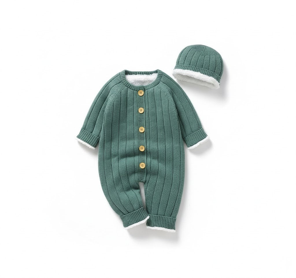 Stickad babyoverall jumpsuit