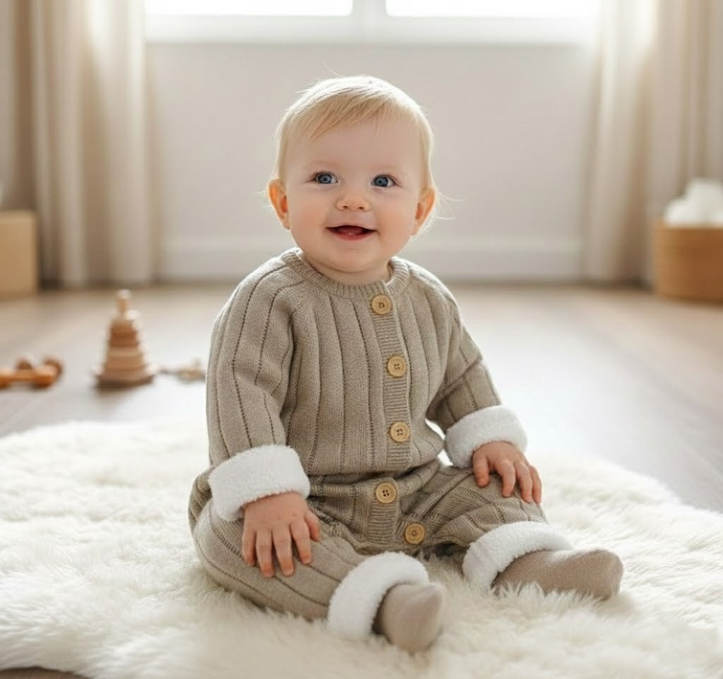 Stickad babyoverall jumpsuit