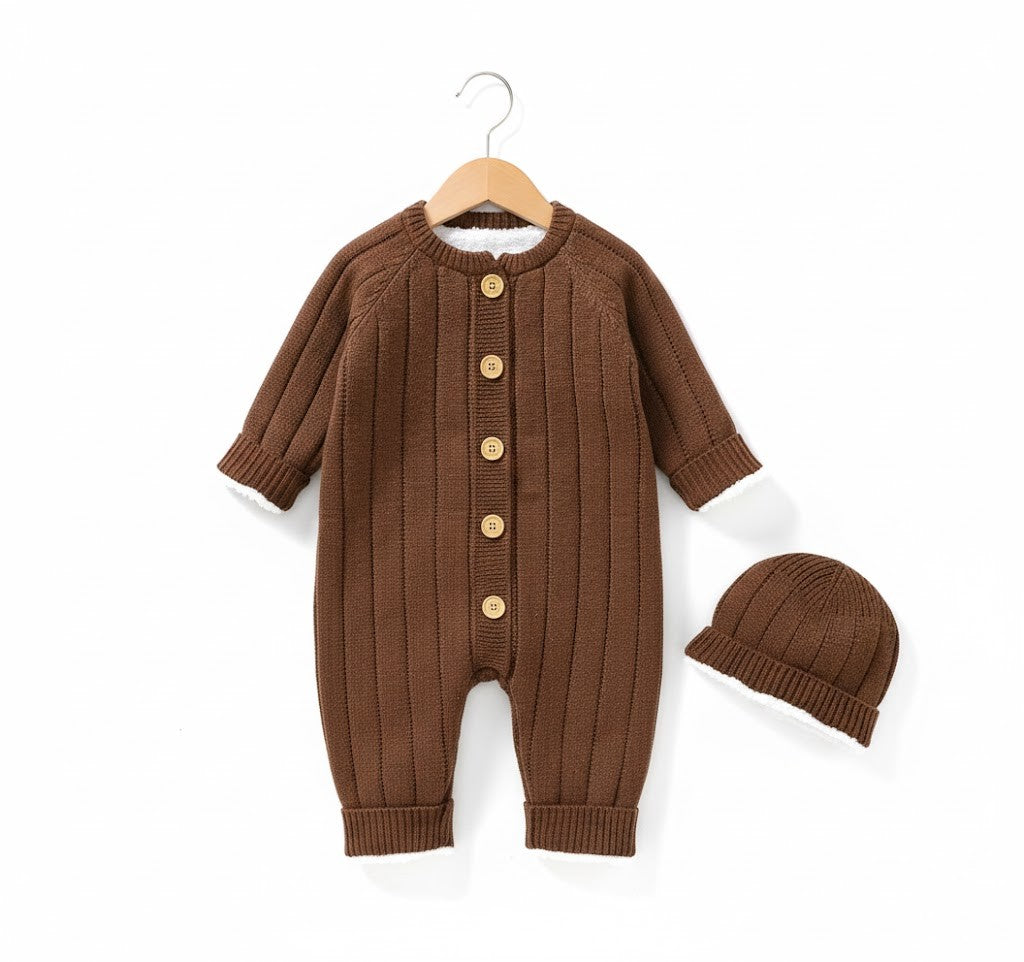 Stickad babyoverall jumpsuit