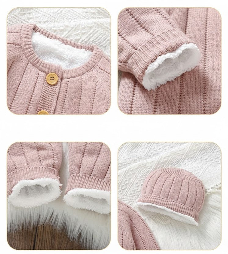 Stickad babyoverall jumpsuit