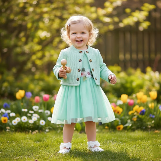 Elegant tjejklänning med jacka