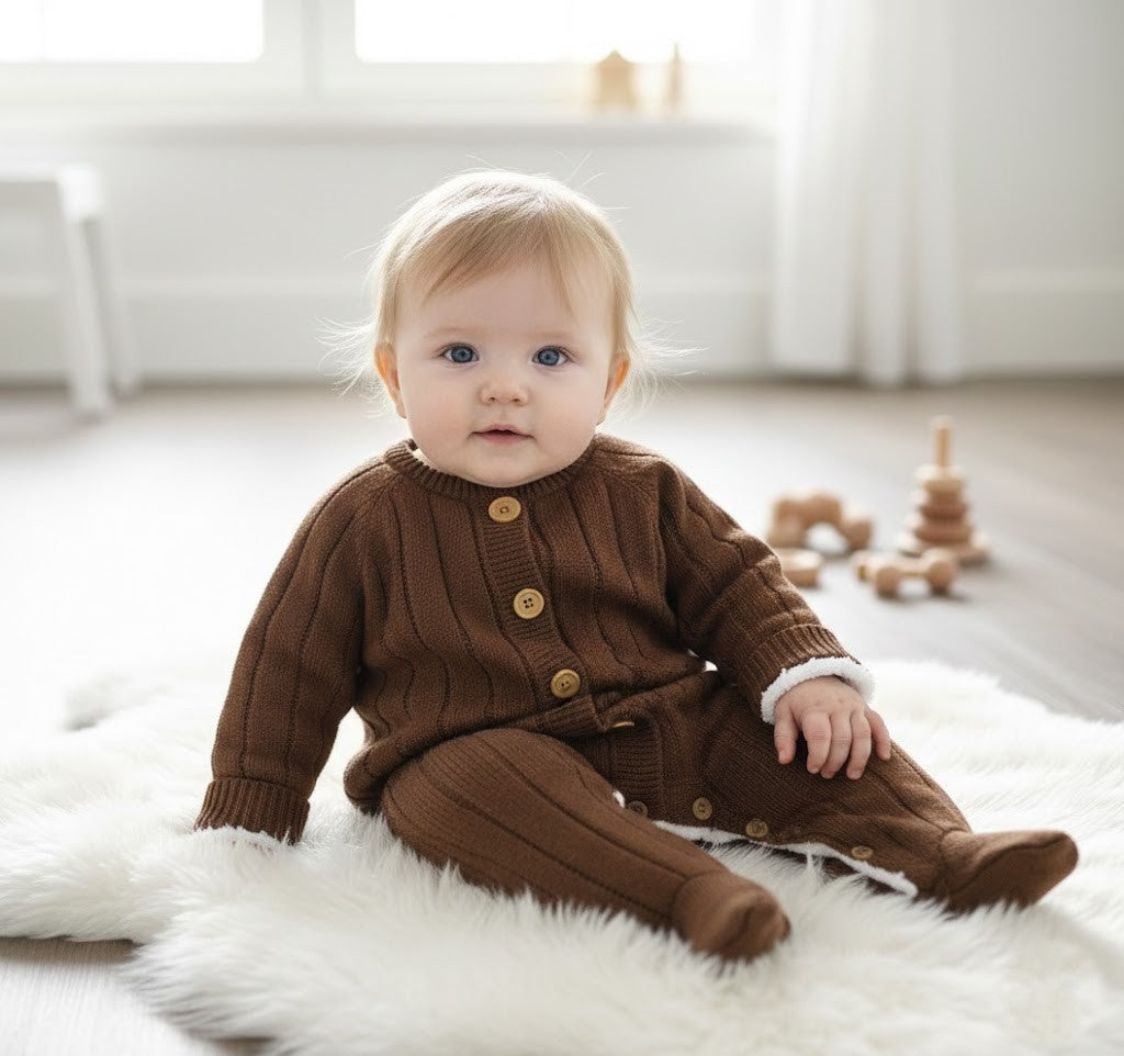 Stickad babyoverall jumpsuit