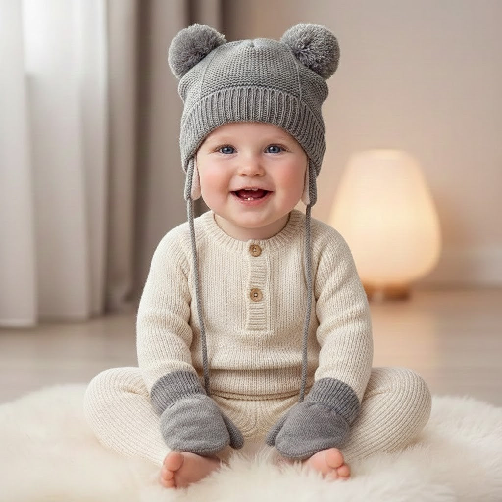 Mjuk Mössa & Vantar för Bebis