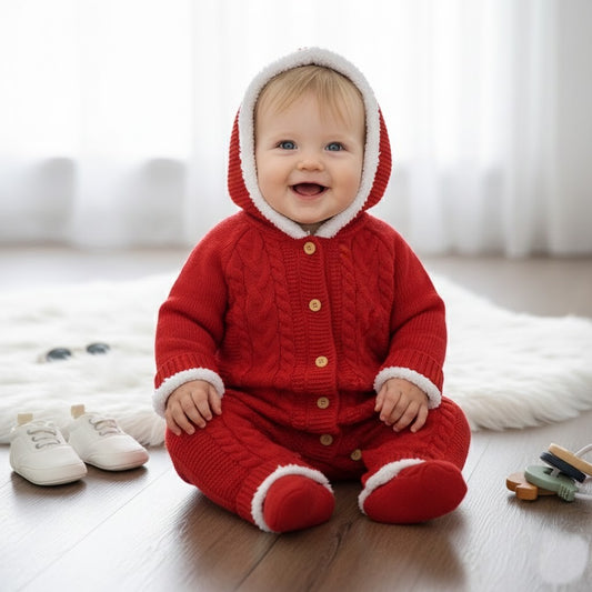 Varm Stickad Overall för Bebisar