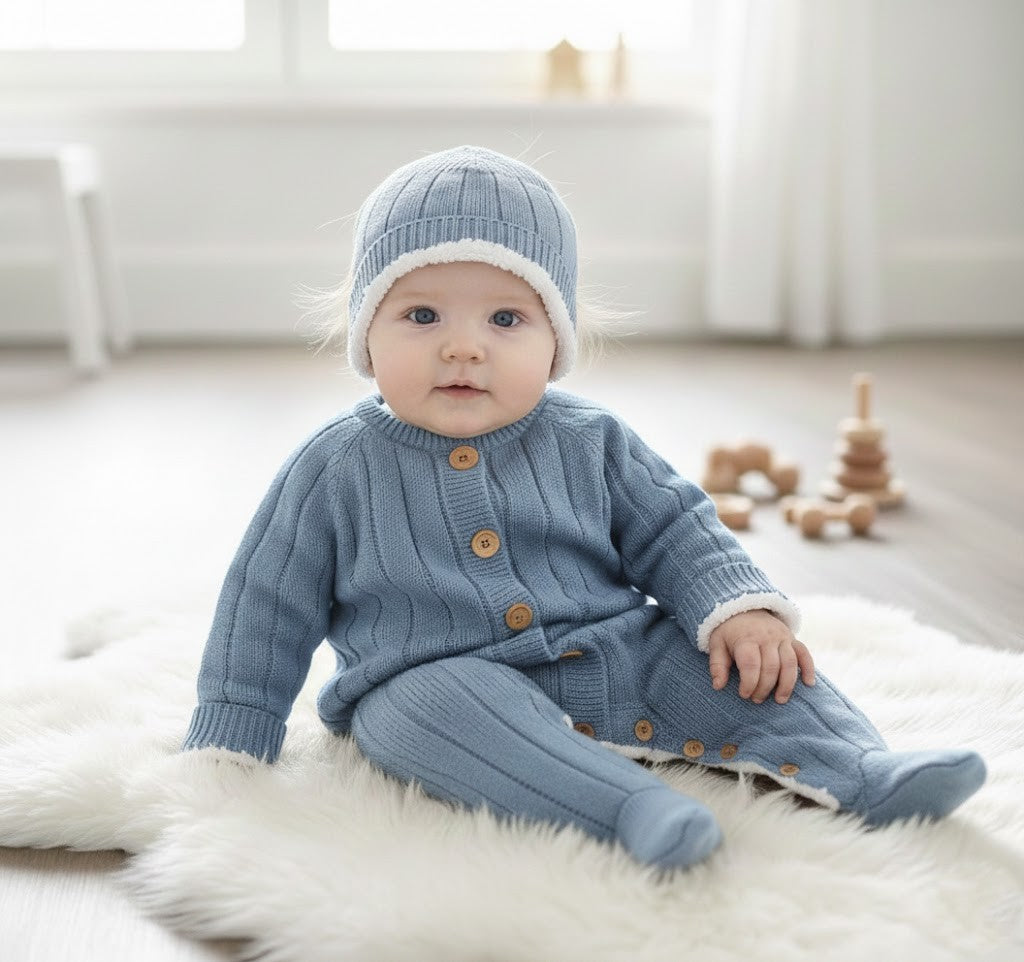 Stickad babyoverall jumpsuit