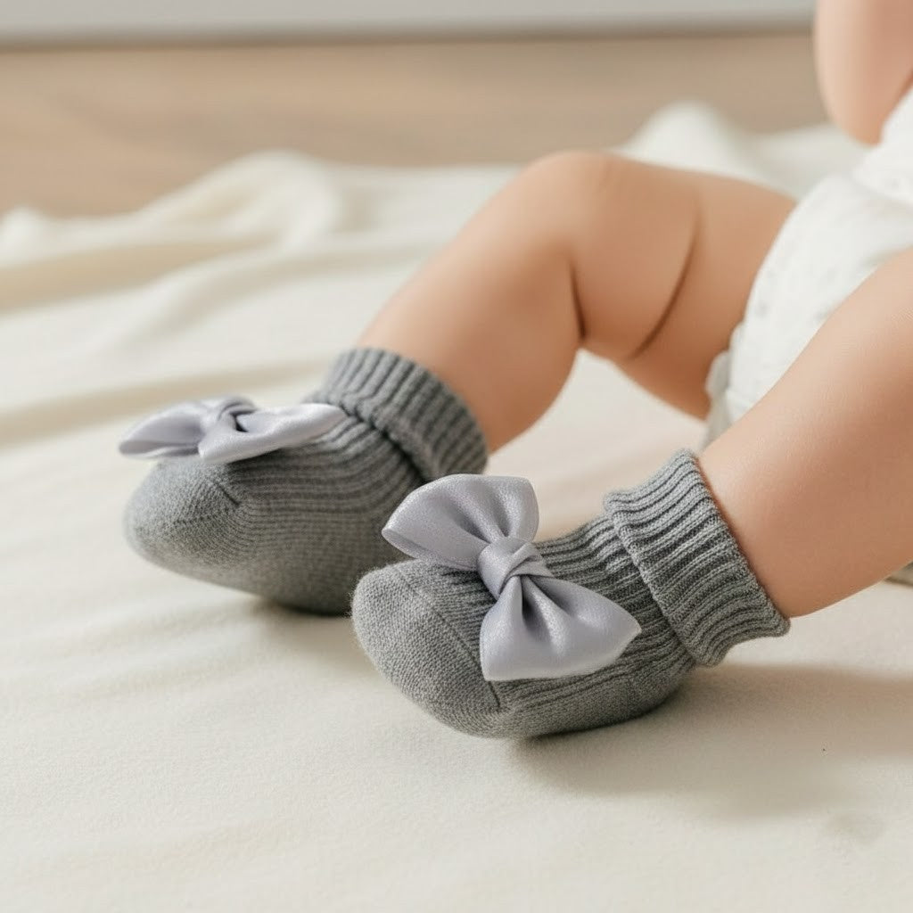Babystrumpor med rosett