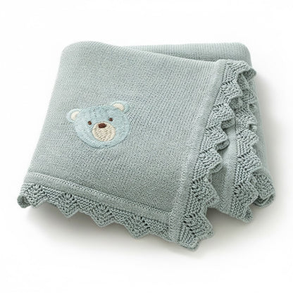 Stickad babyfilt i bomull
