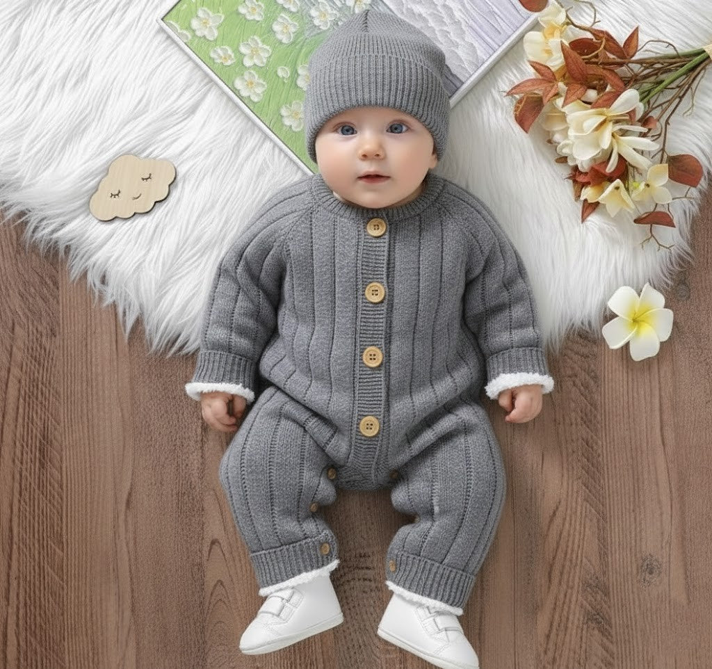 Stickad babyoverall jumpsuit