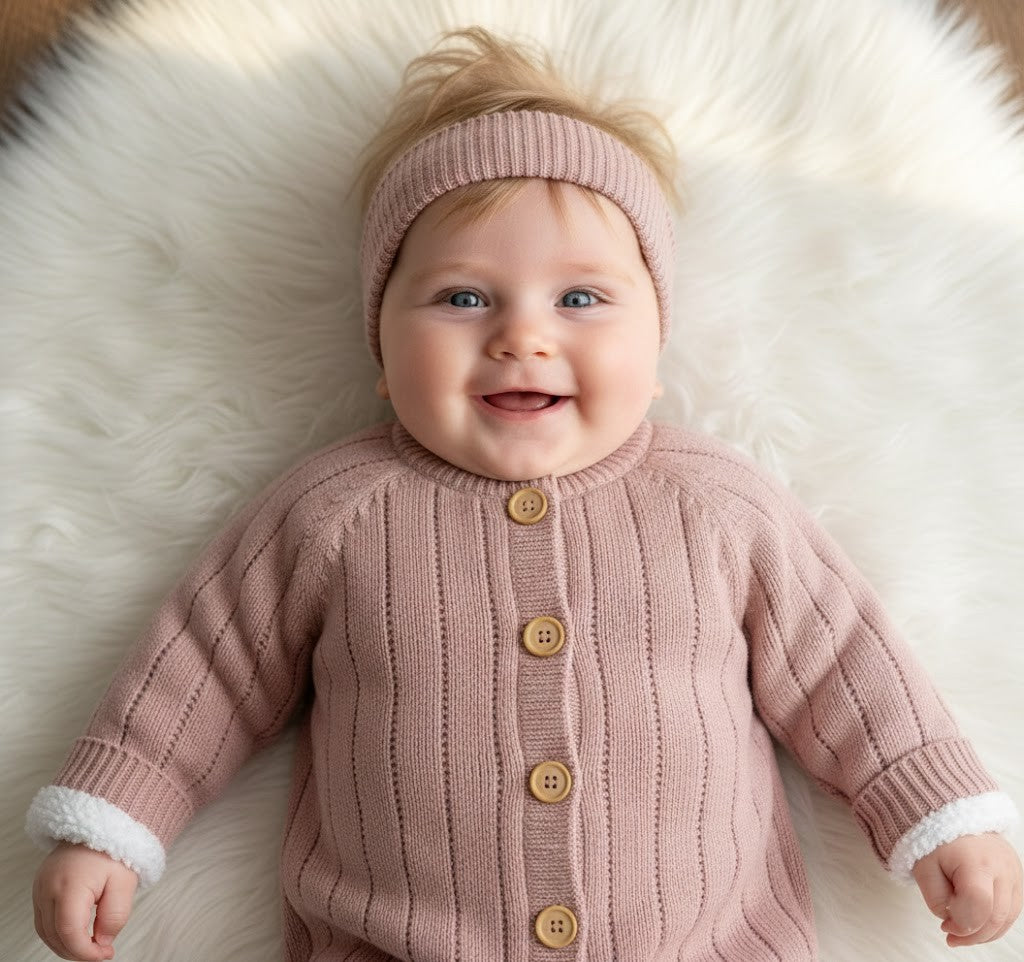 Stickad babyoverall jumpsuit