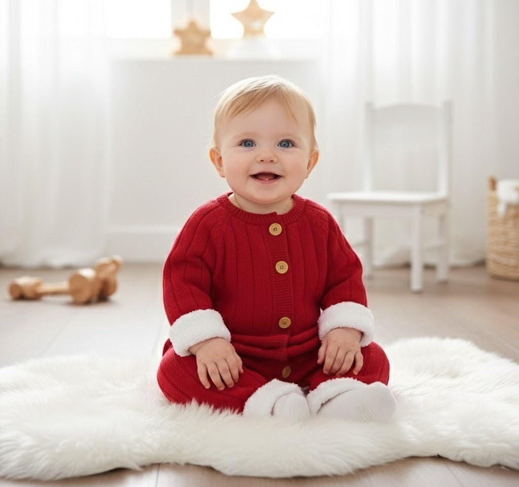 Stickad babyoverall jumpsuit