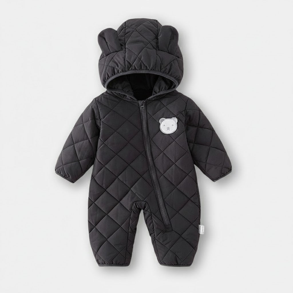 Mjuk babyoverall med huva