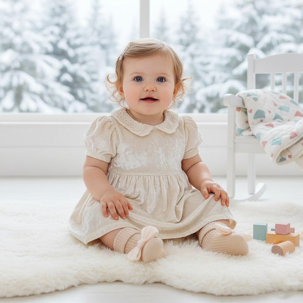 Babystrumpor med rosett