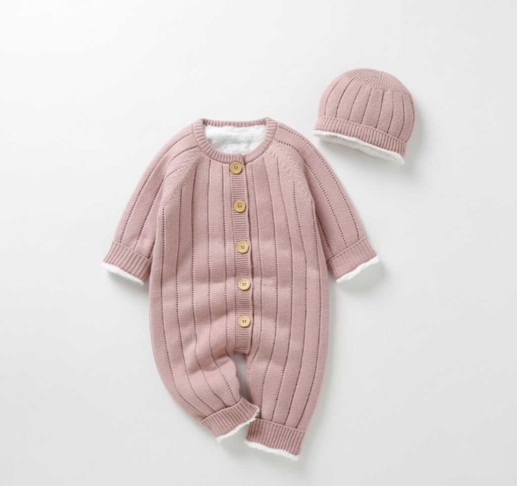 Stickad babyoverall jumpsuit