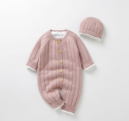 Stickad babyoverall jumpsuit