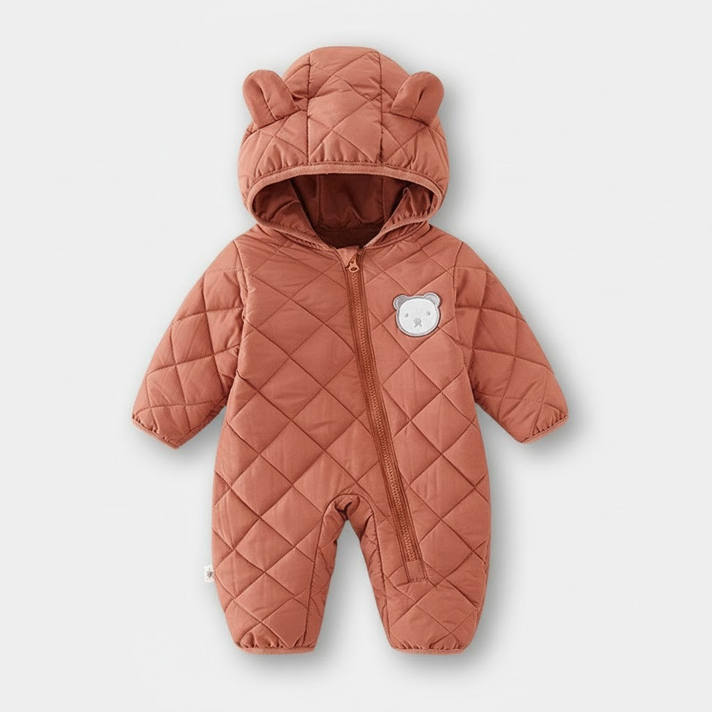 Mjuk babyoverall med huva