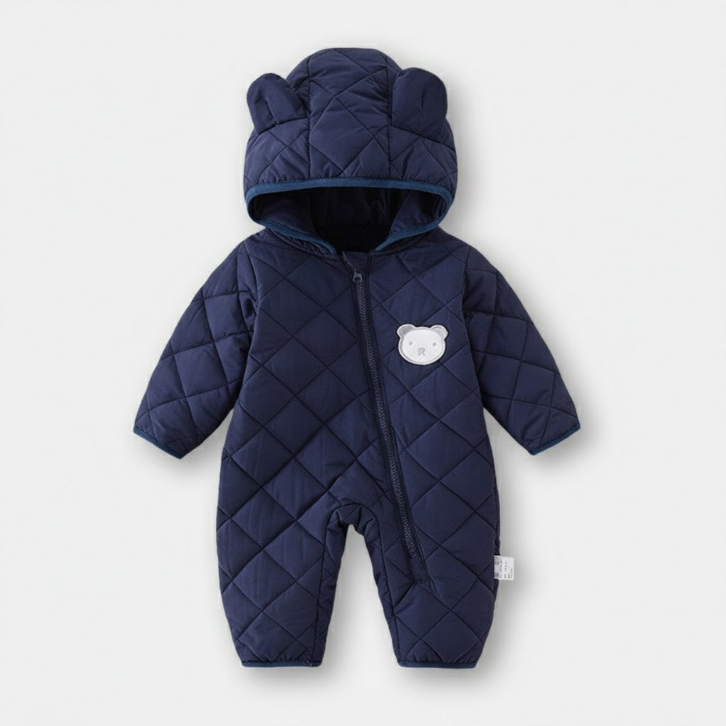 Mjuk babyoverall med huva