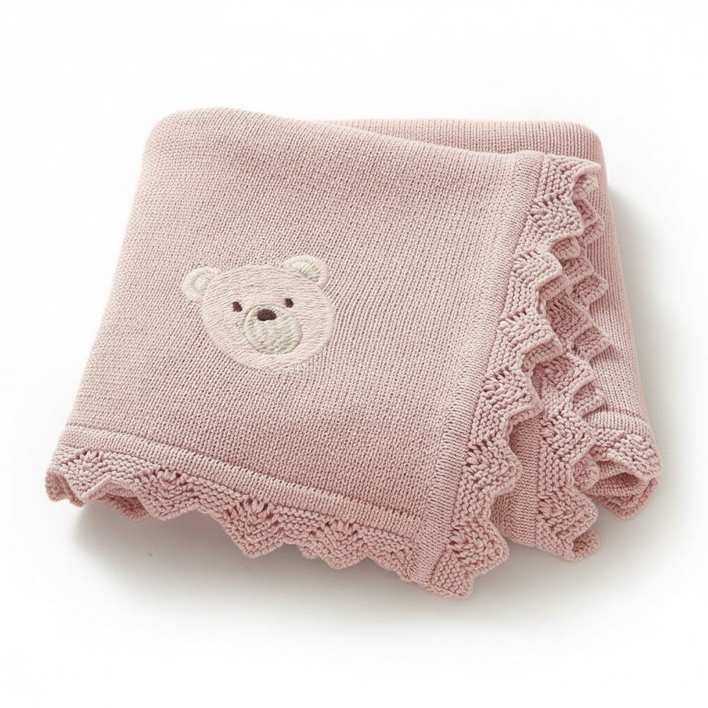 Stickad babyfilt i bomull