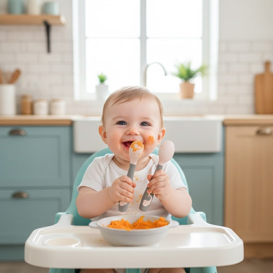 Träningssked för små barn händer